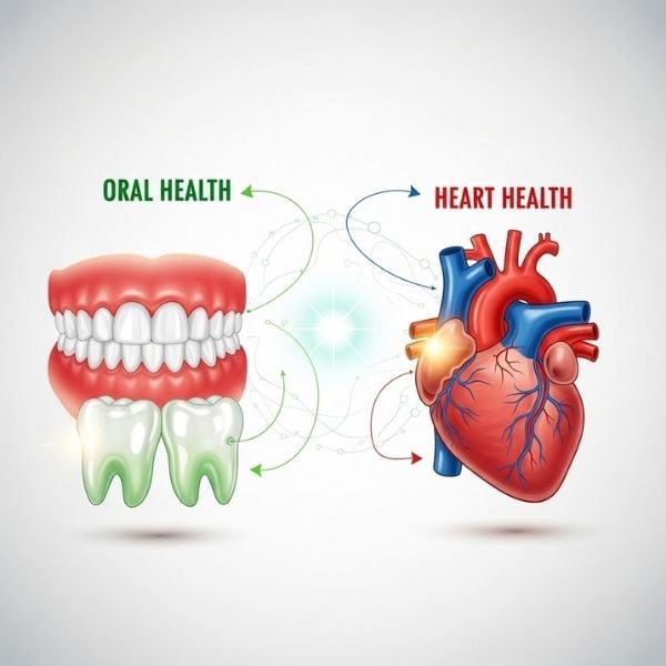 a graphic representing the connection between oral health and heart health