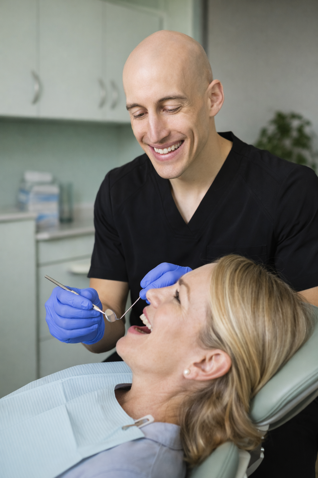 Dr. Parsons works with patient for perfect smile