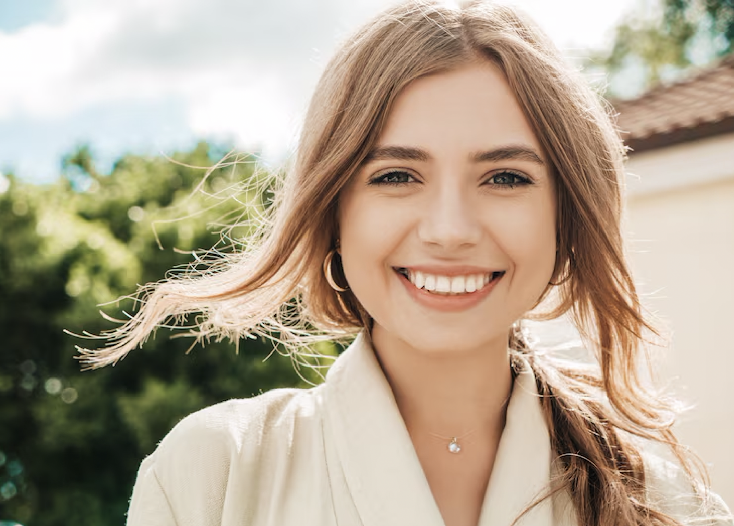 Woman with smile no dry mouth