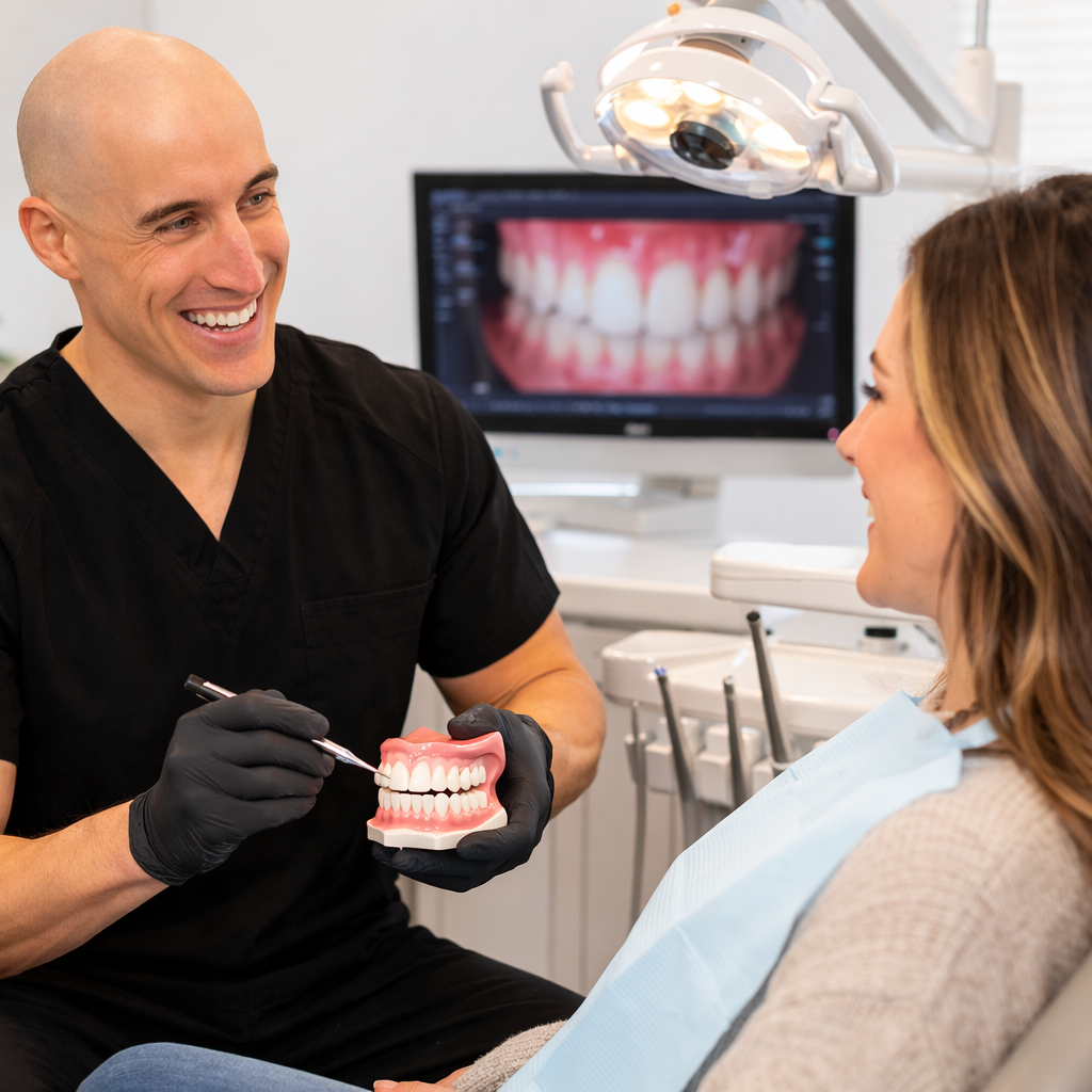 Dr. Parsons consulting on a smile makeover