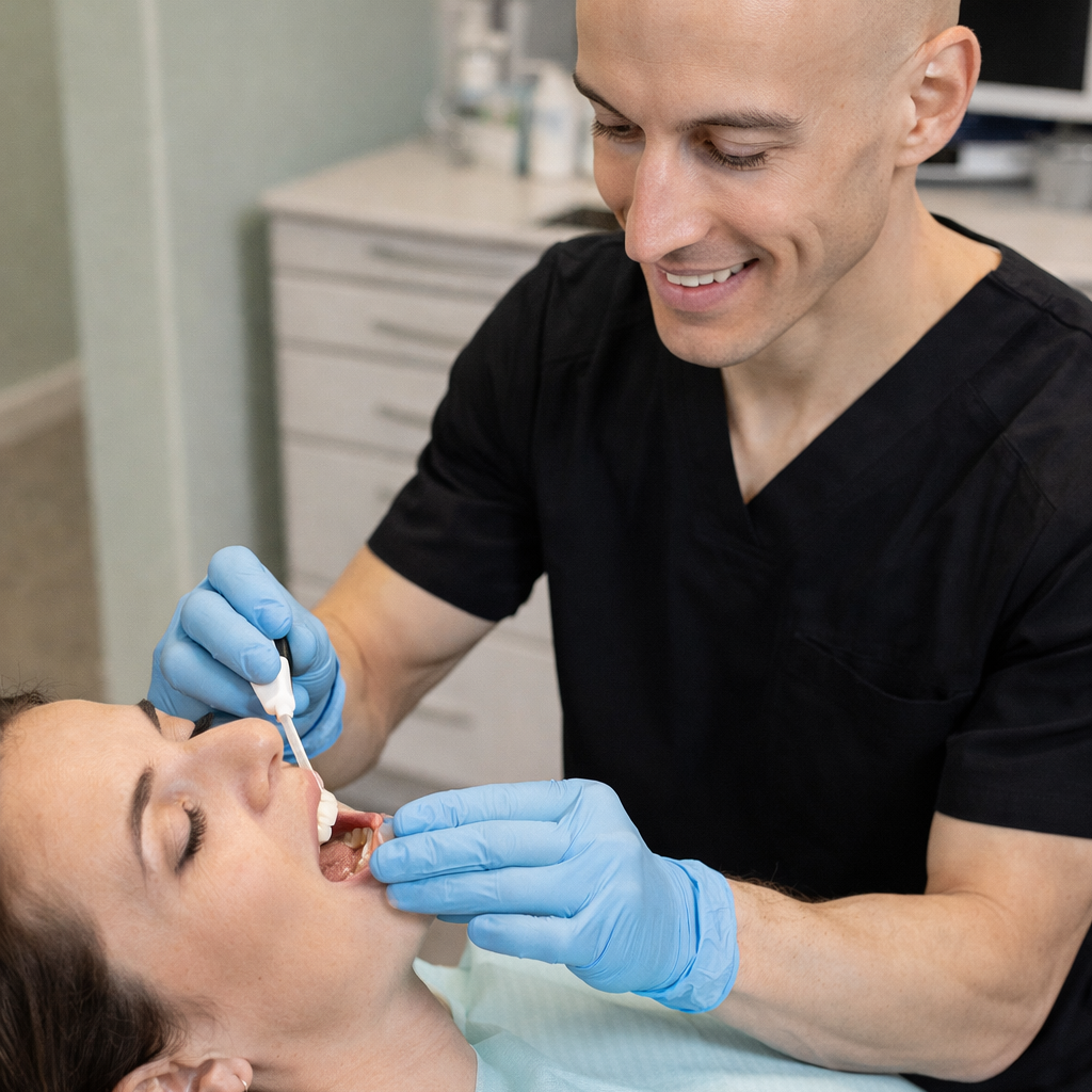 Dr. Parsons applying Curodont